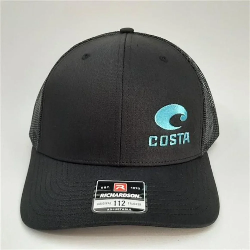 Richardson 112 Trucker Cap Hat Mesh Snapback Black Costa Fishing Outdoors